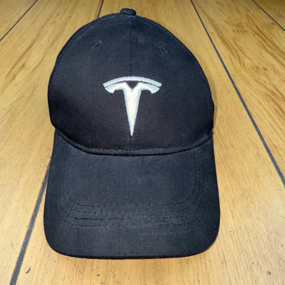 Black Tesla Baseball Cap Embroidered T Logo Adjustable‎ Strap